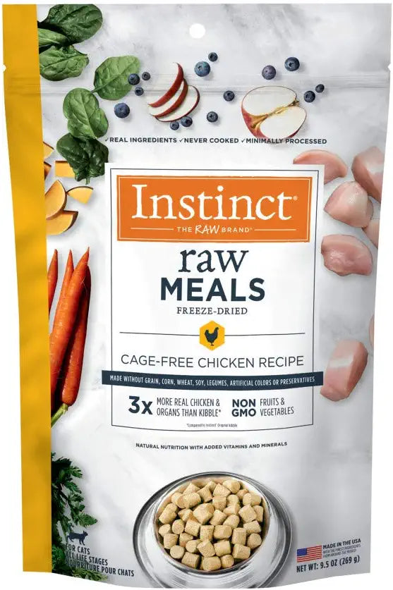 Instinct Freeze Dried Raw Meals Grain Free Cage Free Chicken Recipe Cat Food, 9.5 oz. Bag