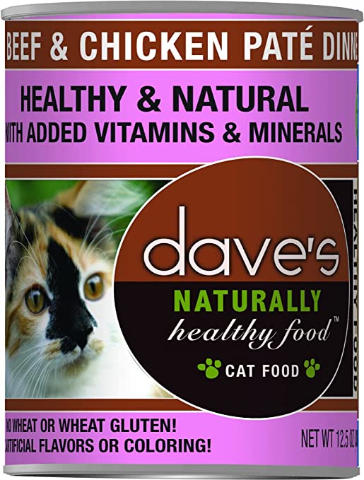 Dave's Naturally Healthy Beef & Chicken For Cats, 12.5 Oz Can (Case Of 12)