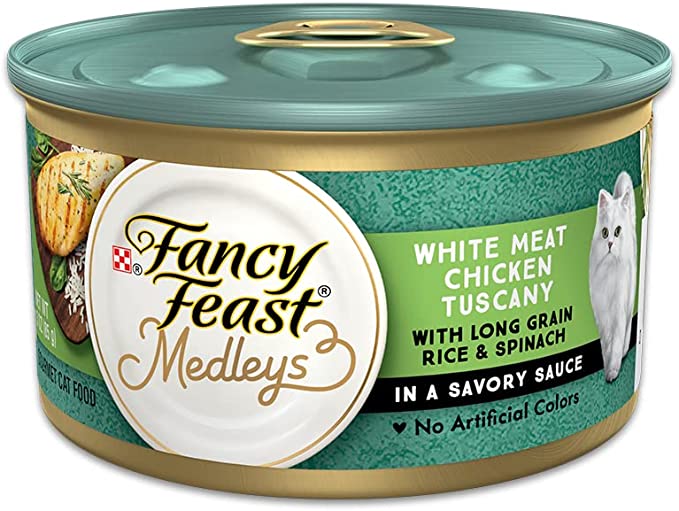 Fancy Feast Elegant Medleys White Meat Chicken Tuscany Canned Cat Food, 3-oz