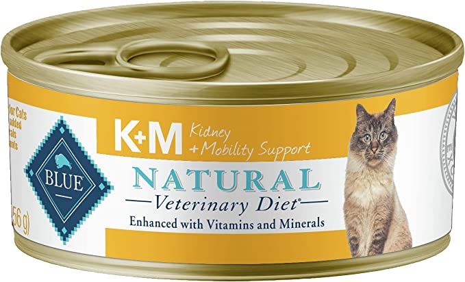 Blue Buffalo Natural Veterinary Diet K+M Kidney + Mobility Support Dry Cat Food and Wet Cat Food, Chicken