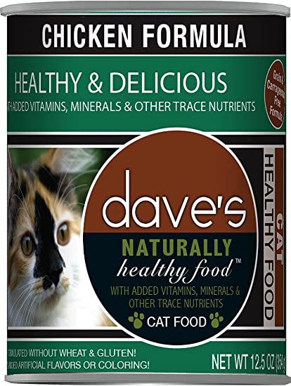 Dave's Pet Food Naturally Healthy Chicken Formula For Cats - Canned Cat Food - 12.5 Ounce Cans, Case of 12