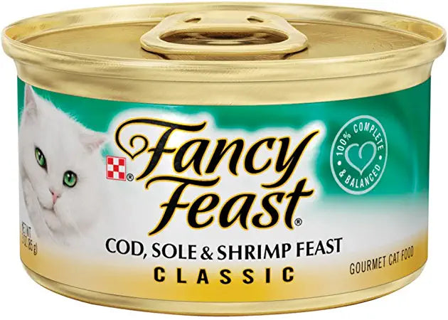 Fancy Feast Classic Cod, Sole & Shrimp Feast Cat Food, 3 oz, 12 Cans