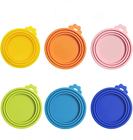 AMOGATO 6 Pack Pet Food Can Lids,Can Lids Covers for Dog and Cat Pet self-Sealing,Can cover most standard size cans of dogs and cats, Environmentally Friendly,Multicolor