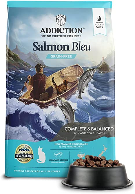 Addiction Salmon Bleu Cat - Dry Cat Food - Complete and Balanced Diet - Skin and Coat Health Cat Formula - Made in New Zealand