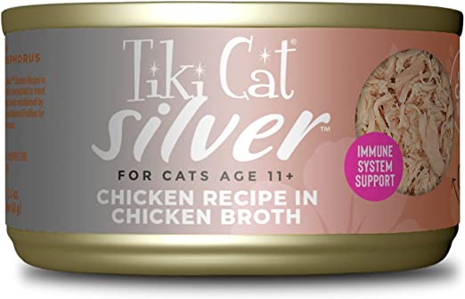 Tiki Cat Silver Wet Cat Food for Seniors, Chicken, 2.4 oz. Cans (6 Count)