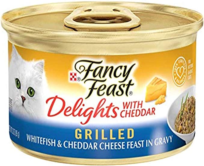 Fancy Feast 5000057935 Canned Delights Cat Food, Whitefish And Cheddar, 3 oz