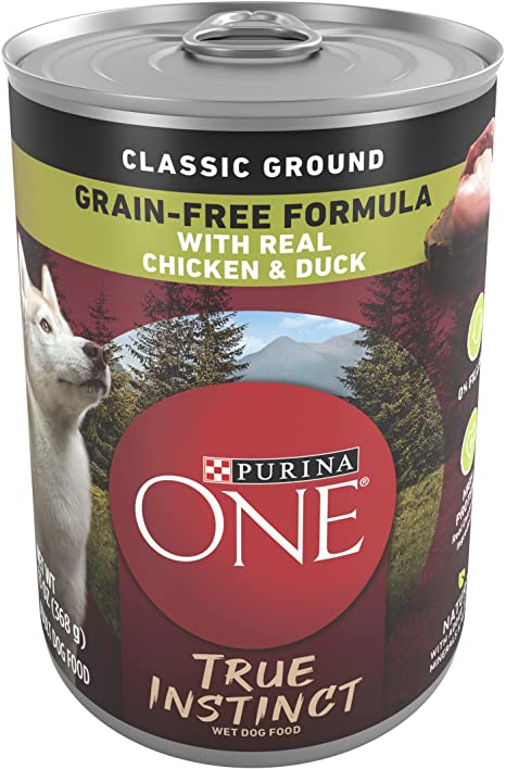 Purina ONE Grain Free, Natural Pate Wet Dog Food, SmartBlend True Instinct With Real Chicken & Duck - (12) 13 oz. Cans