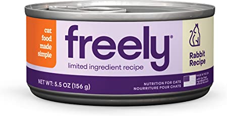 Freely Limited Ingredient Diet, Wet Cat Food, Natural Grain Free Cat Food Canned, Rabbit, 5.5oz x 12 cans