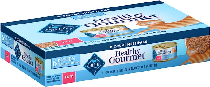 Blue Buffalo Healthy Gourmet Natural Kitten Pate Wet Cat Food Multi Pack Chicken 3-oz cans (Pack of 6)