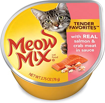 Meow Mix Tender Favorites With Real Salmon & Crab Meat In Sauce Wet Cat Food (24 Pack)