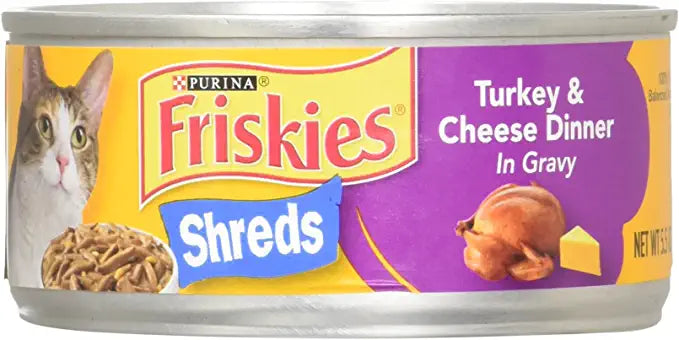 Friskies Savory Shreds Turkey and Cheese Wet Cat Food (5.5-oz can, case of 24)