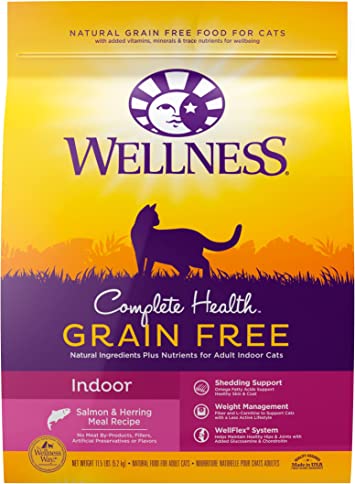 Wellness Complete Health Natural Grain Free Salmon & Herring Indoor Dry Cat Food, 11.5 Pound Bag