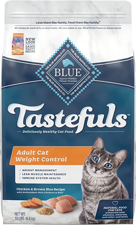 Blue Buffalo Weight Control Natural Adult Dry Cat Food, Chicken & Brown Rice 15-lb