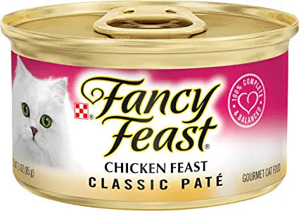 Purina Fancy Feast Grain Free Pate Wet Cat Food, Classic Pate Chicken Feast - (24) 3 oz. Cans