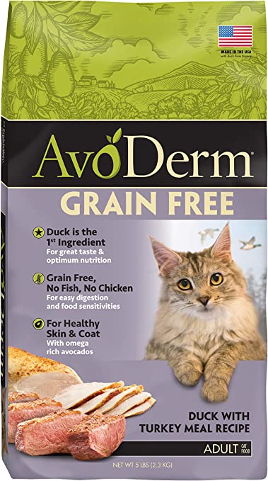 AvoDerm Natural Grain-Free Dry Cat Food, All Life Stages Duck Recipe