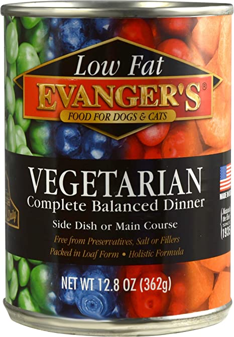 Evanger's Super Premium Low Fat Vegetarian Dinner for Dogs & Cats, 12 x 12.8 oz cans