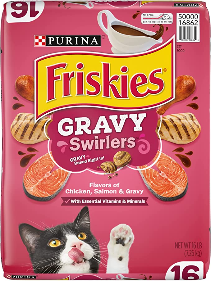 Purina Friskies Dry Cat Food Gravy Swirlers 16 lb. Bag Mutty Cat