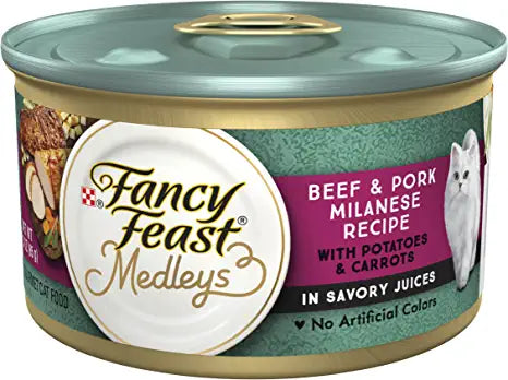 Purina Fancy Feast Medleys Beef & Pork Milanese with Carrots & Potatoes in Savory Juices - (24) 3 oz. Cans