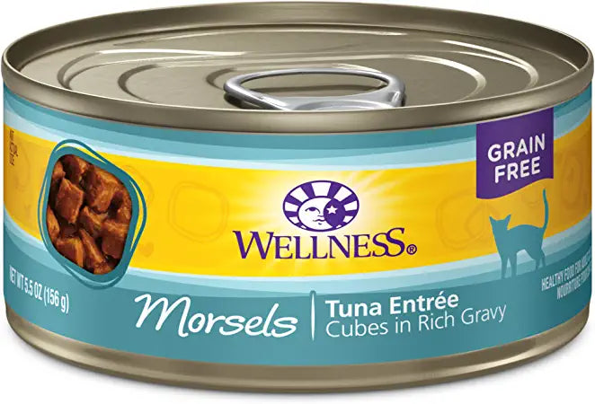 Wellness Complete Health Natural Grain Free Wet Canned Cat Food, Cubed Tuna Entree, 5.5-Ounce Can (Pack of 24)