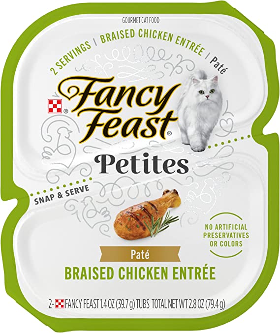 Fancy Feast Petites Gourmet Wet Cat Food Pate, Petites Braised Chicken Entree - (12) 2.8 oz. Tubs