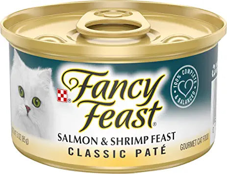 Purina Fancy Feast Grain Free Pate Wet Cat Food Classic Pate Salmon Mutty Cat