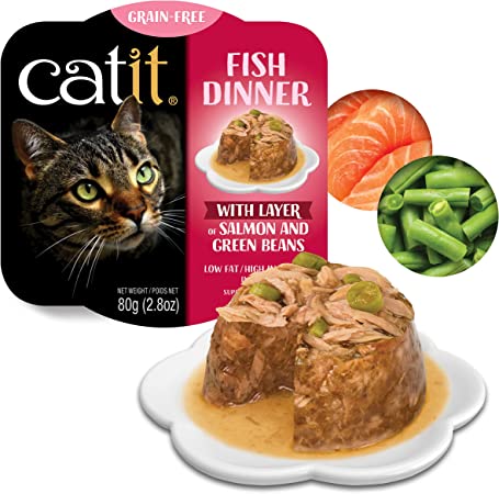 Catit Fish Dinner with Salmon & Green Beans – Hydrating and Healthy Wet Cat Food for Cats of All Ages