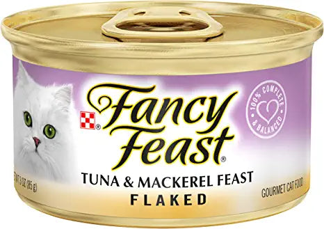 Purina Fancy Feast Wet Cat Food, Flaked Tuna & Mackerel Feast - (24) 3 oz. Cans