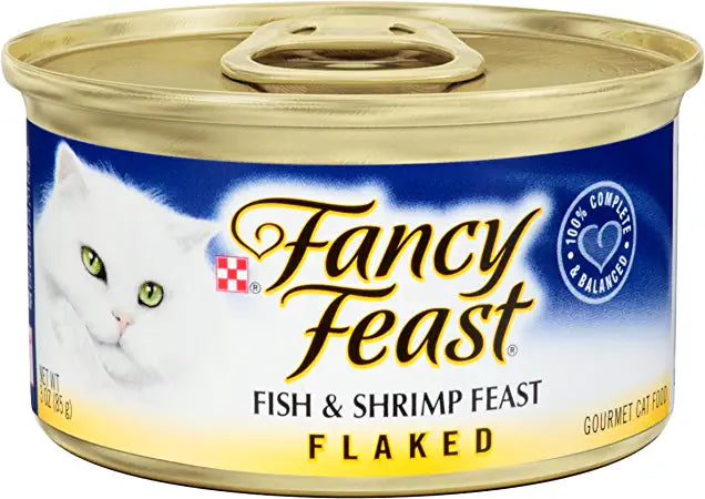 Fancy Feast Flaked Fish Shrimp Feast Cat Food 3 oz 12 Cans Mutty Cat