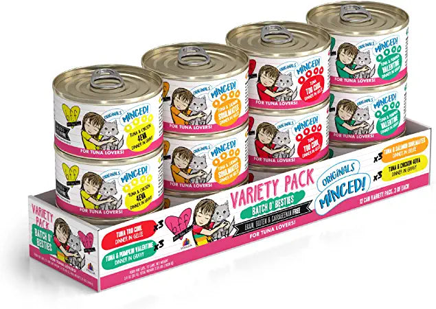 Best Feline Friend (B.F.F.), Batch 'O Besties Variety Pack, Wet Cat Food by Weruva, 3oz Can (Pack of 12)