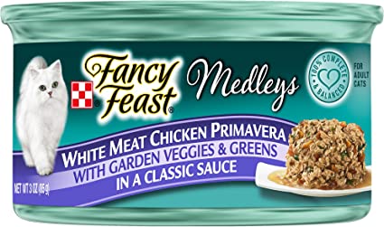 Fancy Feast Elegant Medley`s White Meat Chicken Primavera w/ Garden Veggies And Greens Cat Food 24 - 3oz Cans