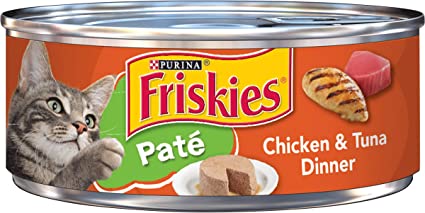 Purina Friskies Pate Wet Cat Food, Chicken & Tuna Dinner - (24) 5.5 oz. Cans