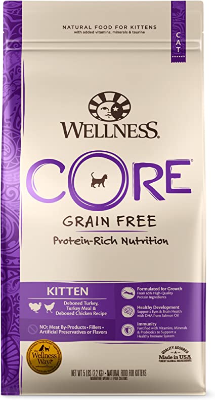 Wellness CORE Grain-Free Kitten Formula Dry Cat Food, 5 Pound Bag