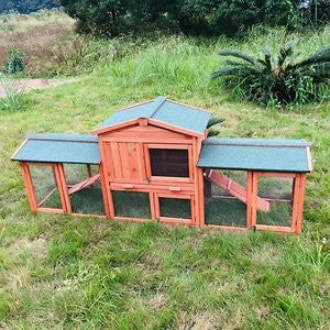 Aleko Fir Wood Chicken Coop & Chicken Run, 85 x 21 x 34-in