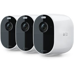 Arlo Essential Indoor/Outdoor 1080p Spotlight Wire-Free Pet Camera Kit, White, 3 count