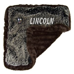 Bessie + Barnie Frosted Willow & Godiva Brown Reversible Personalized Cat & Dog Blanket, X-Small