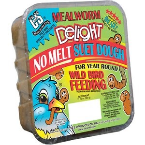 C&S Mealworm Delight No Melt Suet Dough Wild Bird Food, 11.75-oz tray, 1 count