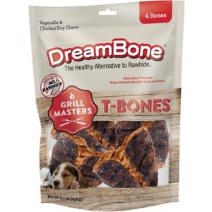 DreamBone Grill Masters T-Bones Chews Dog Treats, 4 count