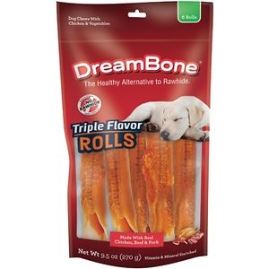 DreamBone Triple Flavor Rolls Dog Treats, 6 count