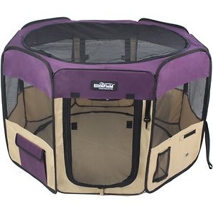 EliteField 2-Door Soft-Sided Dog & Cat Playpen, Purple & Beige, 62 x 62 x 24-in