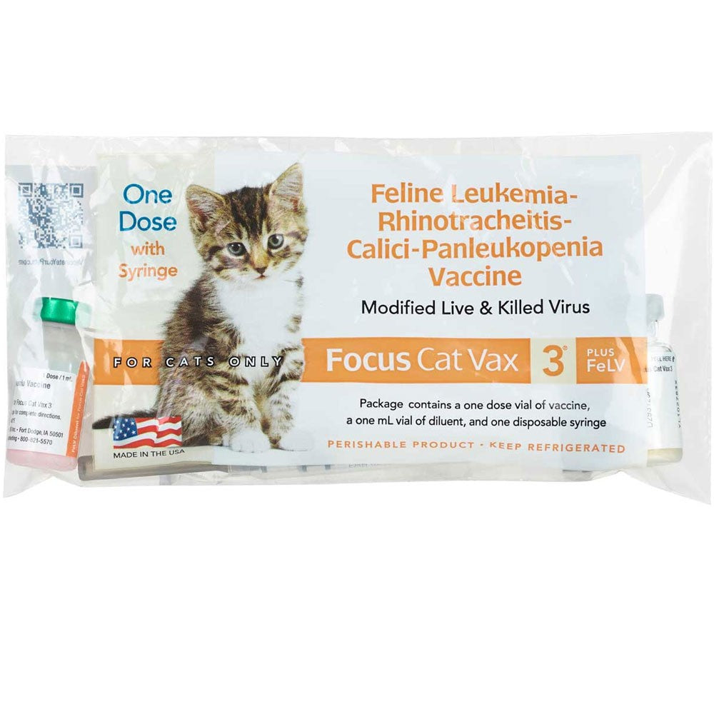 EntirelyPets Pharmacy Focus Cat Vax 3 Plus FeLV Vaccine 1 Dose with Syringe