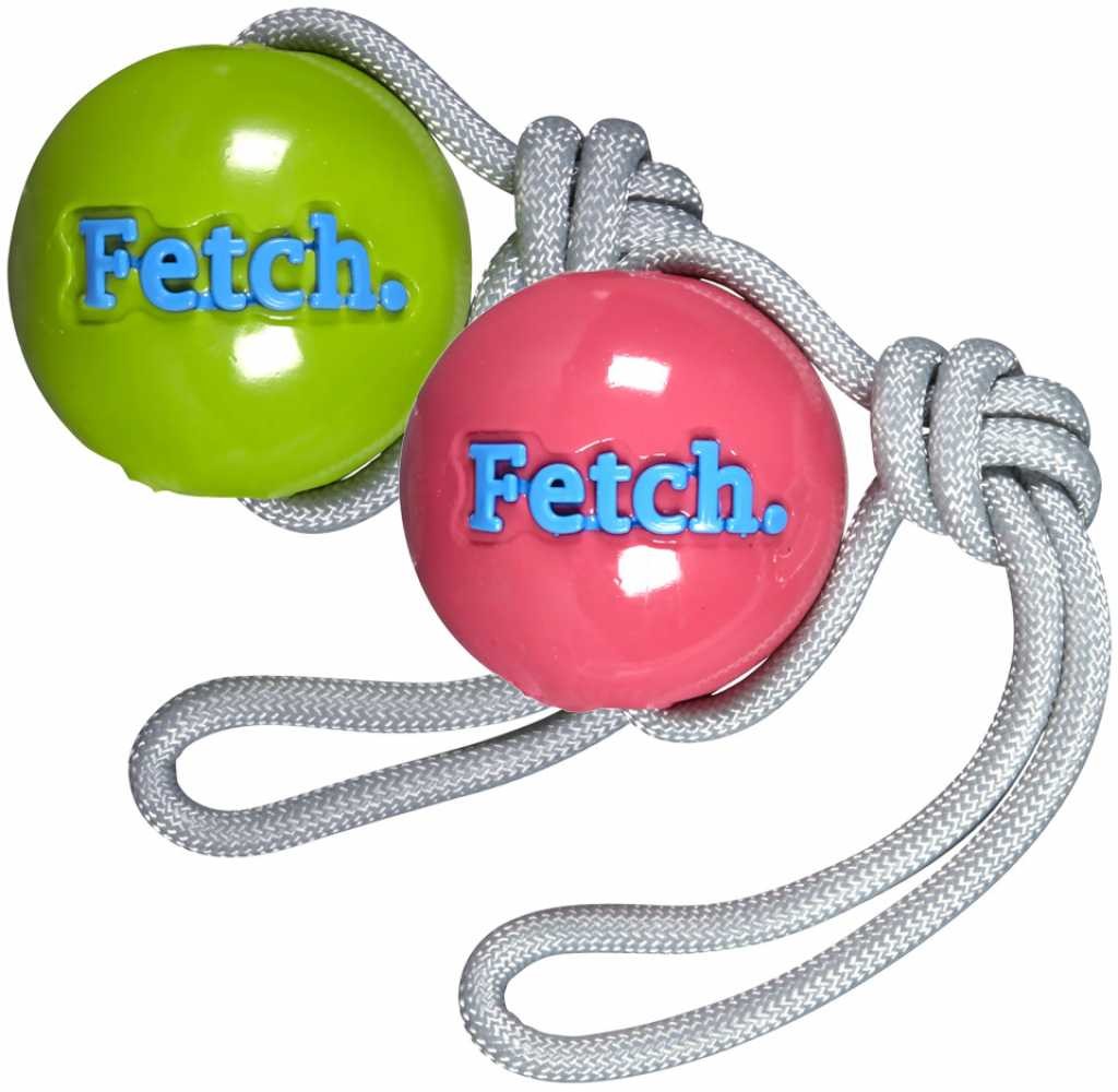 EntirelyPets Pharmacy Orbee Tuff FETCH Ball w/ Rope - GREEN/PINK Asstd