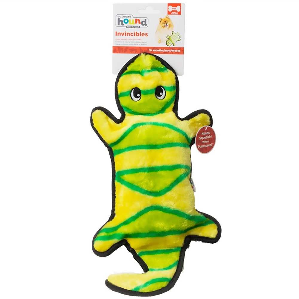 EntirelyPets Pharmacy Outward Hound Invincibles 4 Squeak Gecko - Yellow/Green