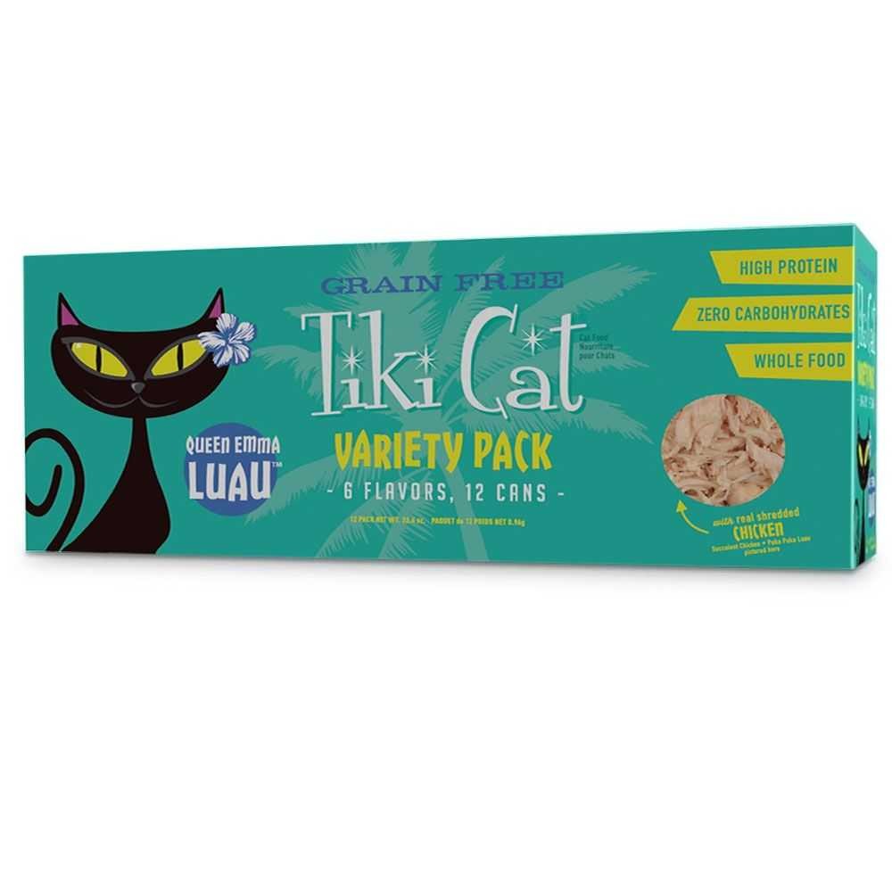 EntirelyPets Pharmacy Tiki Cat Queen Emma Luau (2.8 oz) - 12 Variety Pack