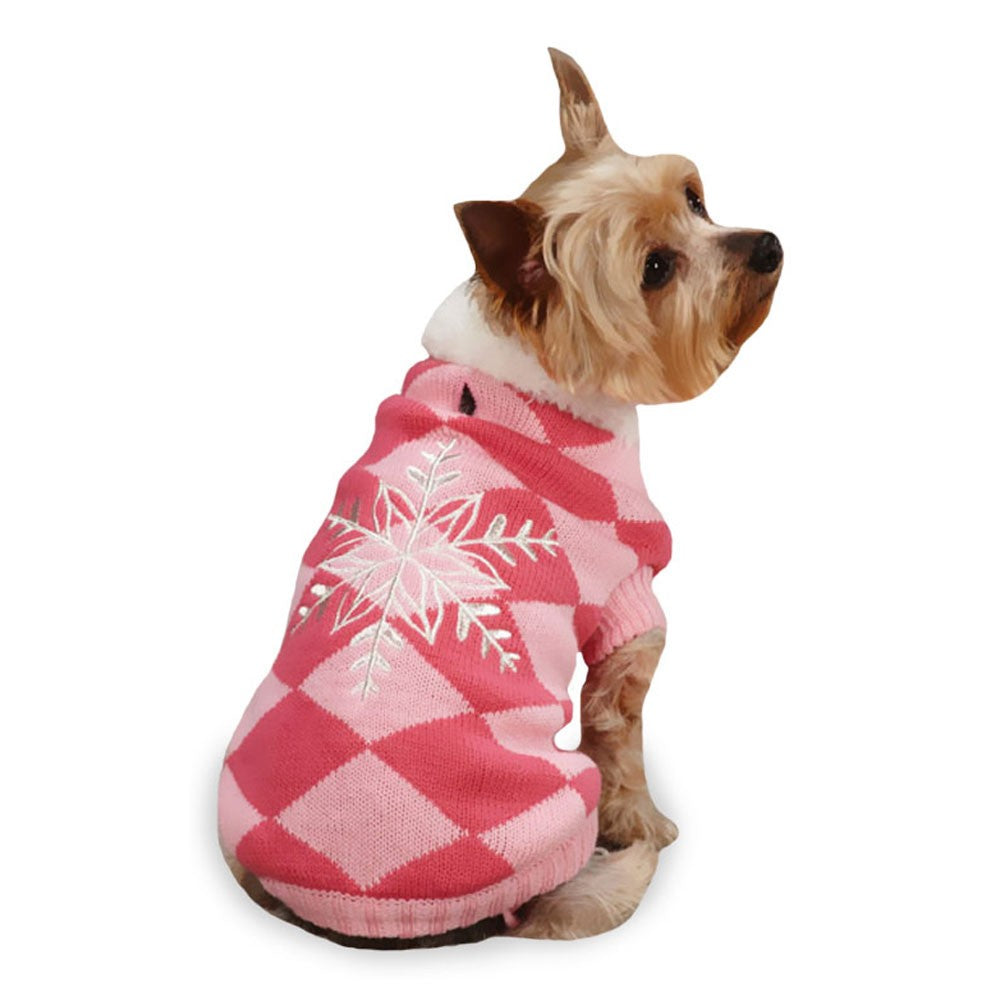 EntirelyPets Pharmacy East Side Collection Snowflake Snuggler Sweaters Pink - XXS (8")