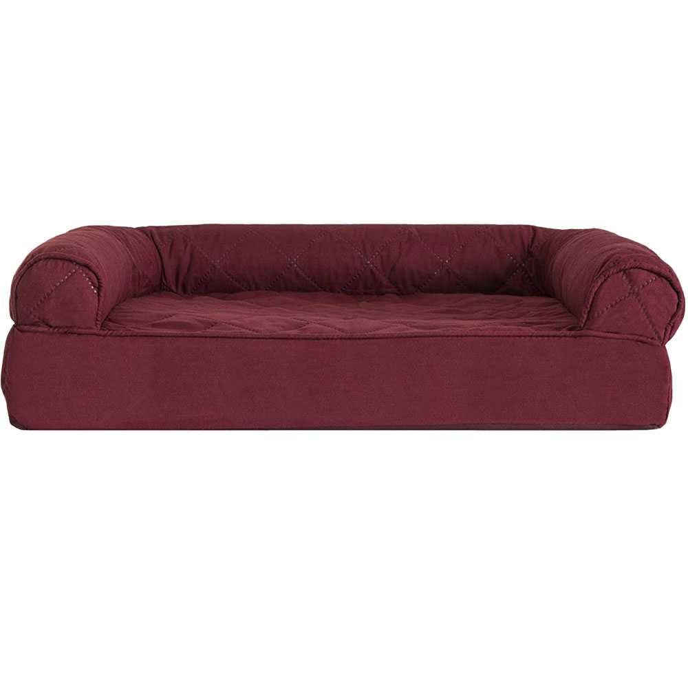 EntirelyPets Pharmacy FurHaven Quilted Orthopedic Sofa Pet Bed - Wine Red (Small)