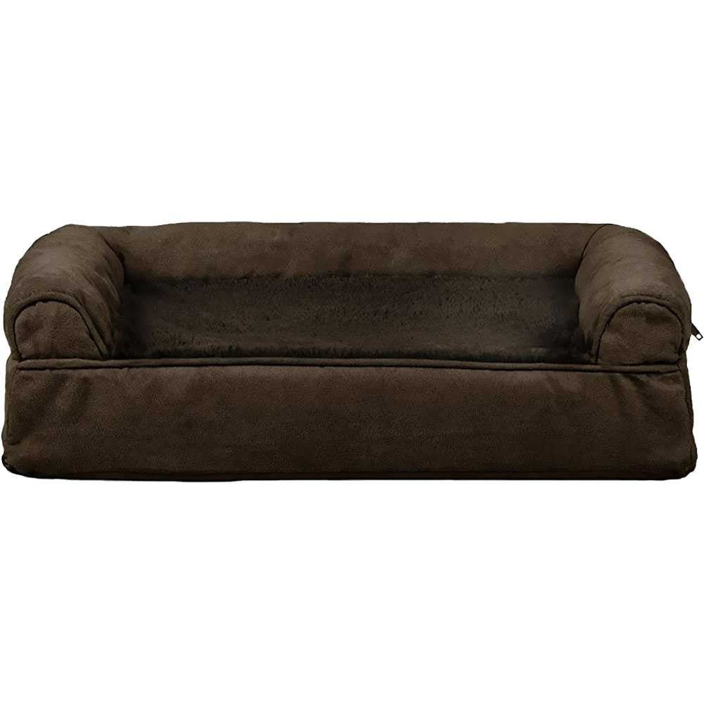 EntirelyPets Pharmacy FurHaven Plush & Suede Orthopedic Sofa Pet Bed - Espresso (Small)