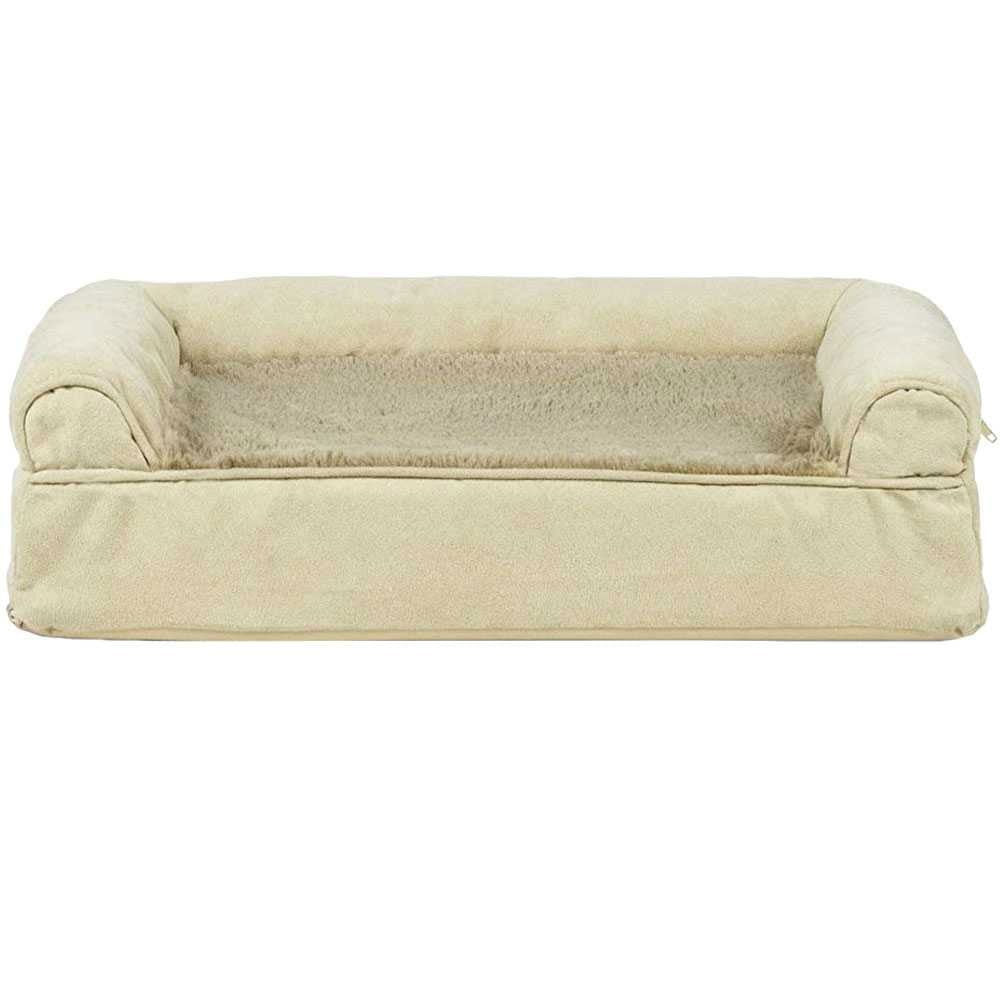 EntirelyPets Pharmacy FurHaven Plush & Suede Orthopedic Sofa Pet Bed - Clay (Small)