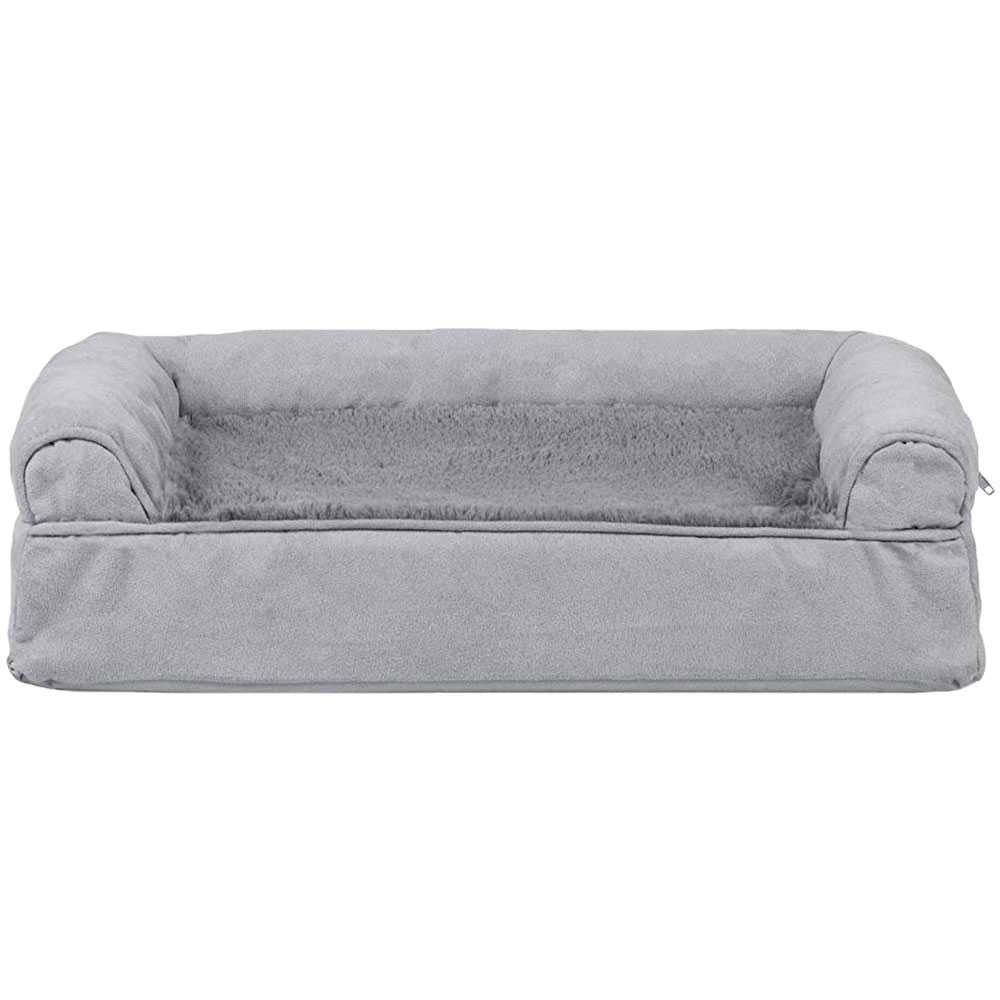 EntirelyPets Pharmacy FurHaven Plush & Suede Orthopedic Sofa Pet Bed - Gray (Small)