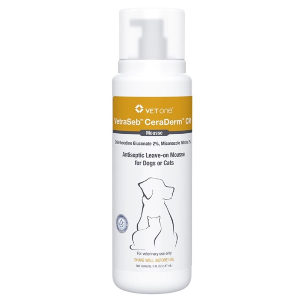 EntirelyPets Pharmacy VetraSeb CeraDerm CM Antiseptic Leave-On Mousse for Dogs and Cats, 5oz