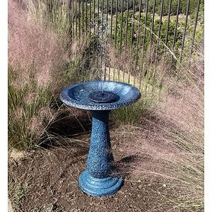 Exaco Solar Fountain Round Base Bird Bath, Aqua Blue